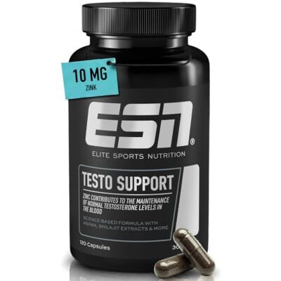 ESN Testo Support Kapseln, 120 Kapseln, Testosteron Support mit Maca, Zink Vitamin D3, Ashwagandha KSM-66® & Shilajit ESN Testo Support Kapseln, 120 Kapseln, Testosteron Support mit Maca, Zink Vitamin D3, Ashwagandha KSM-66® & Shilajit