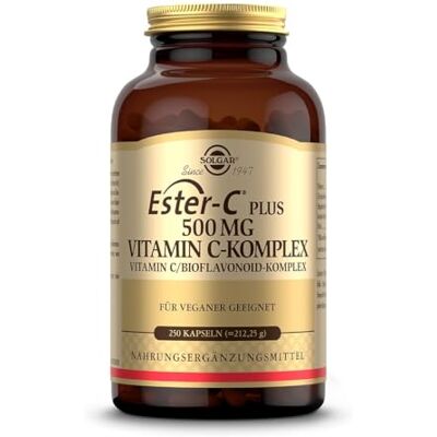 SOLGAR ® Ester-C Plus (500 mg) Vitamin C-Komplex mit patentiertem Ester-C®, Citrus Bioflavonoiden, Acerola-Extrakt, Hagebutten-Pulver und Rutin 250 vegane Kapseln SOLGAR ® Ester-C Plus (500 mg) Vitamin C-Komplex mit patentiertem Ester-C®, Citrus Bioflavonoiden, Acerola-Extrakt, Hagebutten-Pulver und Rutin 250 vegane Kapseln