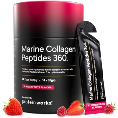 THE PROTEIN WORKS Protein Works Marine Collagen Peptides 360, Summer-Fruits-Gel, 14 Sachets 8000mg Kollagen Peptide, Liquid Marine Collagen Beauty-Gel, Hydrolysiertes Kollagen Typ 1, 100% NRV Vitamin C, Hochdosiert THE PROTEIN WORKS Protein Works Marine Collagen Peptides 360, Summer-Fruits-Gel, 14 Sachets 8000mg Kollagen Peptide, Liquid Marine Collagen Beauty-Gel, Hydrolysiertes Kollagen Typ 1, 100% NRV Vitamin C, Hochdosiert
