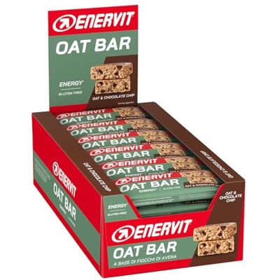 ENERVIT , Oat Bar Oat & Chocolate Chip, Hafer-Riegel Ohne Gluten mit Zartbitterschokoladen-Stückchen, mit Vitamin B1, Energiesnack für Outdoor-Sport und Freizeit, 25 Riegel à 50 g ENERVIT , Oat Bar Oat & Chocolate Chip, Hafer-Riegel Ohne Gluten mit Zartbitterschokoladen-Stückchen, mit Vitamin B1, Energiesnack für Outdoor-Sport und Freizeit, 25 Riegel à 50 g