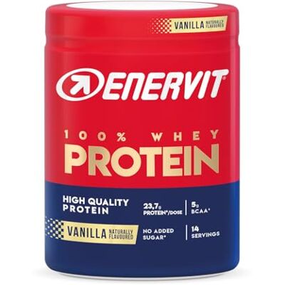 ENERVIT 100% Whey Protein Vanille – Proteinpulver, mit Vitamin B6 und Molkenproteinen, ohne Zuckerzusatz, Glutenfrei, 420 g Pulver ENERVIT 100% Whey Protein Vanille – Proteinpulver, mit Vitamin B6 und Molkenproteinen, ohne Zuckerzusatz, Glutenfrei, 420 g Pulver