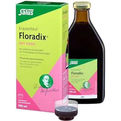 Salus Floradix mit Eisen Lösung zum Einnehmen 700 ml Flüssiges Tonikum zur vollständigen Eisenversorgung, mit natürlichen Kräuterextrakten und Vitamin C Salus Floradix mit Eisen Lösung zum Einnehmen 700 ml Flüssiges Tonikum zur vollständigen Eisenversorgung, mit natürlichen Kräuterextrakten und Vitamin C