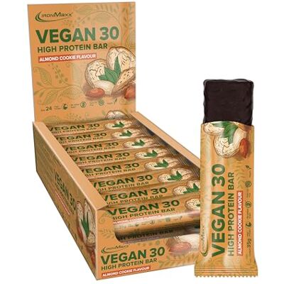IronMaxx Vegan 30 Proteinriegel Almond Cookie Flavour 24 x 35g Veganer High Protein Eiweißriegel zuckerarm, sojafrei und palmölfrei IronMaxx Vegan 30 Proteinriegel Almond Cookie Flavour 24 x 35g Veganer High Protein Eiweißriegel zuckerarm, sojafrei und palmölfrei