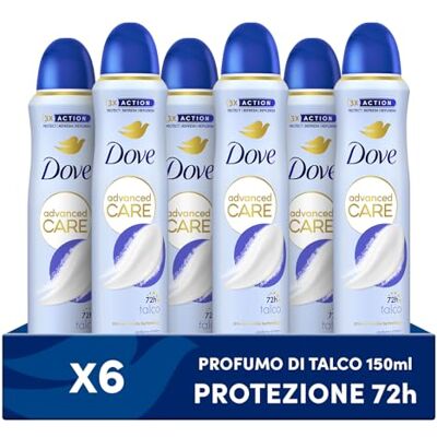 Dove Deospray Advanced Care Talk, mit feuchtigkeitsspendender und hautfreundlicher Formel, ohne Alkohol, trockene Haut bis zu 72 Stunden, Deodorant für Damen und Herren, 6 Stück à 150 ml Dove Deospray Advanced Care Talk, mit feuchtigkeitsspendender und hautfreundlicher Formel, ohne Alkohol, trockene Haut bis zu 72 Stunden, Deodorant für Damen und Herren, 6 Stück à 150 ml
