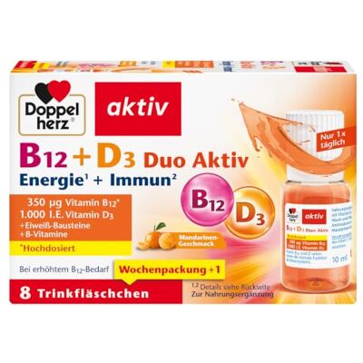 DOPPELHERZ B12+D3 Duo Aktív Folyékony Kapszula 8 db - Étrend-kiegészítő DOPPELHERZ B12+D3 Duo Aktív Folyékony Kapszula 8 db - Étrend-kiegészítő