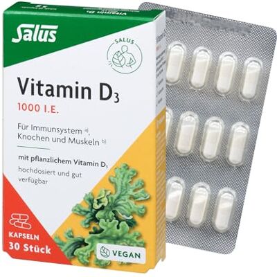 Salus Vitamin D3 1000 Vital-Kapseln fürs Immunsystem, Knochen und Muskeln, 30 St. Kapseln Salus Vitamin D3 1000 Vital-Kapseln fürs Immunsystem, Knochen und Muskeln, 30 St. Kapseln