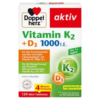 DOPPELHERZ Vitamin K2+D3 1000 I.E. - Vitaminok és Kiegészítők DOPPELHERZ Vitamin K2+D3 1000 I.E. - Vitaminok és Kiegészítők