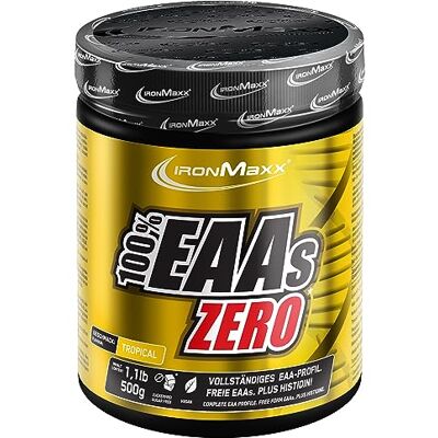 IronMaxx 100% EAAs Zero Tropical 500g Dose EAA-Pulver,Vegan Und Zuckerfrei Mit Allen 8 Essentiellen Aminosäuren Fruchtiger Geschmack, Frei Von Konservierungsstoffen IronMaxx 100% EAAs Zero Tropical 500g Dose EAA-Pulver,Vegan Und Zuckerfrei Mit Allen 8 Essentiellen Aminosäuren Fruchtiger Geschmack, Frei Von Konservierungsstoffen