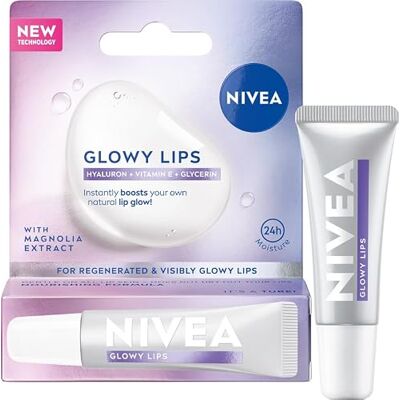 NIVEA Glowy Lips Balm Lippenlotion, Hyaluronsäure, Vitamin E, Glycerin und Magnolienextrakt 10ml NIVEA Glowy Lips Balm Lippenlotion, Hyaluronsäure, Vitamin E, Glycerin und Magnolienextrakt 10ml