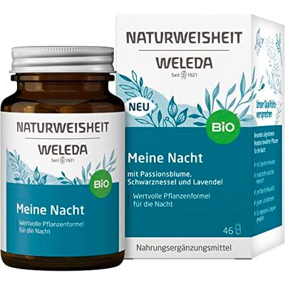 WELEDA Bio Naturweisheit Meine Nacht, Nahrungsergänzungsmittel Einschlafhilfe mit Ashwagandha, Baldrian, Passionsblume & Lavendel für einen gesunden Schlaf (46 Kapseln, laktosefrei, glutenfrei, vegan) WELEDA Bio Naturweisheit Meine Nacht, Nahrungsergänzungsmittel Einschlafhilfe mit Ashwagandha, Baldrian, Passionsblume & Lavendel für einen gesunden Schlaf (46 Kapseln, laktosefrei, glutenfrei, vegan)