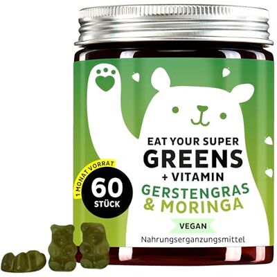 Bears with Benefits Gummibärchen Moringa Immunsystem 60 Stück Eat Your Super Greens Vitamin Moringa, Zink, Eisen Vegan Bears with Benefits Gummibärchen Moringa Immunsystem 60 Stück Eat Your Super Greens Vitamin Moringa, Zink, Eisen Vegan