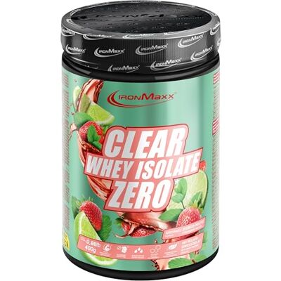 IronMaxx Clear Whey Isolate Zero Strawberry Mojito 400g Dose Klares Molkenprotein-Isolat ohne Zucker Laktosefreies Clear Protein Protein Limonade mit fruchtig-erfrischendem Geschmack IronMaxx Clear Whey Isolate Zero Strawberry Mojito 400g Dose Klares Molkenprotein-Isolat ohne Zucker Laktosefreies Clear Protein Protein Limonade mit fruchtig-erfrischendem Geschmack