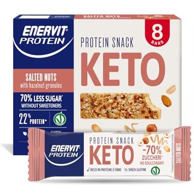 ENERVIT , Protein Snack Keto Salted Nuts, -70% Zucker, Proteinriegel High Protein Low Carb, Ideal für Ketogene Ernährung, VeganOK, Glutenfrei, 8 Riegel à 35 g ENERVIT , Protein Snack Keto Salted Nuts, -70% Zucker, Proteinriegel High Protein Low Carb, Ideal für Ketogene Ernährung, VeganOK, Glutenfrei, 8 Riegel à 35 g