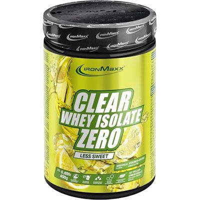 IronMaxx Clear Whey Isolate Zero LESS SWEET Lemon Ice Tea 400g Dose Klares Molkenprotein-Isolat ohne Zucker Laktosefreies Clear Protein Protein Limonade mit fruchtig-erfrischendem Geschmack IronMaxx Clear Whey Isolate Zero LESS SWEET Lemon Ice Tea 400g Dose Klares Molkenprotein-Isolat ohne Zucker Laktosefreies Clear Protein Protein Limonade mit fruchtig-erfrischendem Geschmack