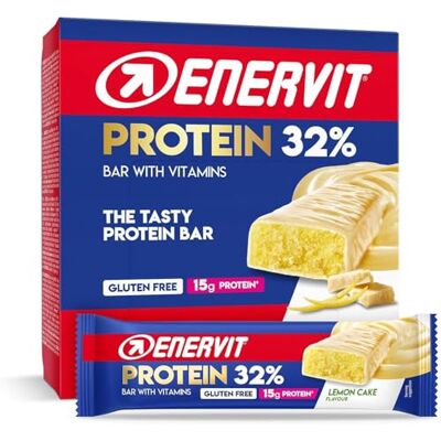 ENERVIT Protein Bar 32% Lemon Cake – Eiweißriegel mit 15 g Protein, Vitamin D und B6, Lemon-Cake-Geschmack, für die Regeneration nach dem Sport, Glutenfrei, 12 Riegel à 48 g ENERVIT Protein Bar 32% Lemon Cake – Eiweißriegel mit 15 g Protein, Vitamin D und B6, Lemon-Cake-Geschmack, für die Regeneration nach dem Sport, Glutenfrei, 12 Riegel à 48 g