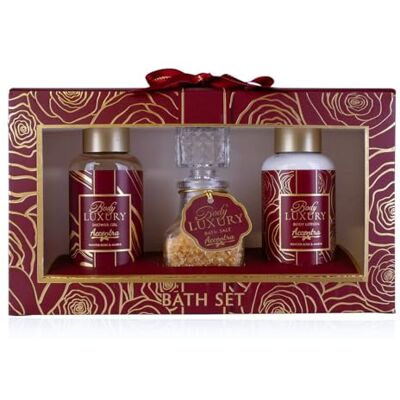 accentra Geschenkset BODY LUXURY in Geschenkbox für Frauen, Duft Winter Rose & Amber, 100 ml Duschgel, 100 ml Bodylotion, 60 g Badesalz im Glasflacon, Wellness Badeset, Geschenk für Weihnachten accentra Geschenkset BODY LUXURY in Geschenkbox für Frauen, Duft Winter Rose & Amber, 100 ml Duschgel, 100 ml Bodylotion, 60 g Badesalz im Glasflacon, Wellness Badeset, Geschenk für Weihnachten