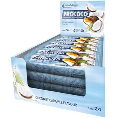 IronMaxx Prococo Coconut Caramel 24 x 48 g High Protein Riegel mit Kokosraspeln Ohne Zuckerzusatz Ideal für unterwegs IronMaxx Prococo Coconut Caramel 24 x 48 g High Protein Riegel mit Kokosraspeln Ohne Zuckerzusatz Ideal für unterwegs