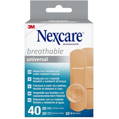 Nexcare Breathable Universal Pflaster, assortiert, 40/Packung Nexcare Breathable Universal Pflaster, assortiert, 40/Packung