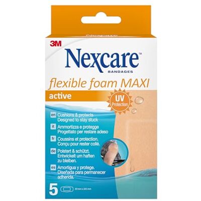 Nexcare Flexible Foam MAXI Active Pflaster, 50 mm x 101 mm, 5/Pack Nexcare Flexible Foam MAXI Active Pflaster, 50 mm x 101 mm, 5/Pack