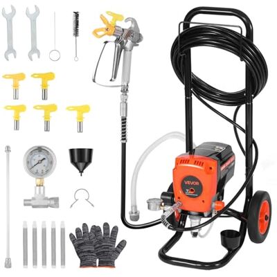 VEVOR Airless-Farbspritzgerät Sprühgerät 900 W 3300 psi, 1,78 L/min Farbsprühsystem mit Reinigungsbürste & Schlauch & Verlängerungsstange & Düsen, Farbsprühgerät für Wohnungen, Gebäude (Auf Rädern) VEVOR Airless-Farbspritzgerät Sprühgerät 900 W 3300 psi, 1,78 L/min Farbsprühsystem mit Reinigungsbürste & Schlauch & Verlängerungsstange & Düsen, Farbsprühgerät für Wohnungen, Gebäude (Auf Rädern)