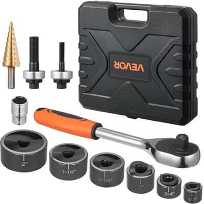 VEVOR 22,5-61,5 mm SLUG-Buster Ratschen-Ausbrechset, Ratschenschlüssel-Ausbrechstanzer-Sets für Aluminium, Weichstahl, Fiberglas, Kunststoffe, 6 Matrizengrößen, 40Cr Stahl Ko-Werkzeugsatz VEVOR 22,5-61,5 mm SLUG-Buster Ratschen-Ausbrechset, Ratschenschlüssel-Ausbrechstanzer-Sets für Aluminium, Weichstahl, Fiberglas, Kunststoffe, 6 Matrizengrößen, 40Cr Stahl Ko-Werkzeugsatz
