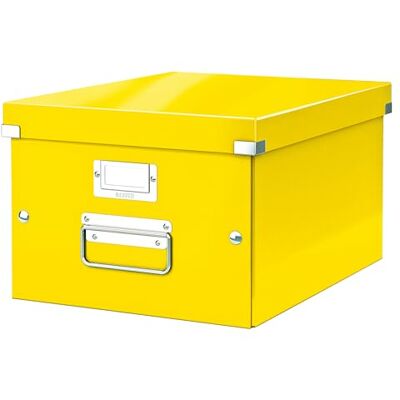 Leitz Click & Store Aufbewahrungsbox mit Deckel Mittel-Groß, Box für Unterlagen bis A4 im Büro u. Haushalt, Transportbox aus 85 % recycelter Premium-Hartpappe, Stabile Metallgriffe, Gelb, 60440016 Leitz Click & Store Aufbewahrungsbox mit Deckel Mittel-Groß, Box für Unterlagen bis A4 im Büro u. Haushalt, Transportbox aus 85 % recycelter Premium-Hartpappe, Stabile Metallgriffe, Gelb, 60440016