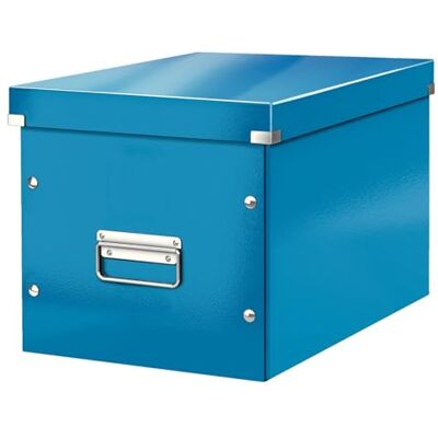 Leitz Click & Store Aufbewahrungsbox mit Deckel Groß, Würfelbox passend für Kallax Regale in Wohnzimmer oder Büro, Box aus 80 % recycelter Premium-Hartpappe, Stabile Metallgriffe, Blau, 61080036 Leitz Click & Store Aufbewahrungsbox mit Deckel Groß, Würfelbox passend für Kallax Regale in Wohnzimmer oder Büro, Box aus 80 % recycelter Premium-Hartpappe, Stabile Metallgriffe, Blau, 61080036