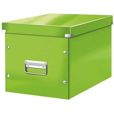 Leitz Click & Store Aufbewahrungsbox mit Deckel Groß, Würfelbox passend für Kallax Regale in Wohnzimmer oder Büro, Box aus 80 % recycelter Premium-Hartpappe, Stabile Metallgriffe, Grün, 61080054 Leitz Click & Store Aufbewahrungsbox mit Deckel Groß, Würfelbox passend für Kallax Regale in Wohnzimmer oder Büro, Box aus 80 % recycelter Premium-Hartpappe, Stabile Metallgriffe, Grün, 61080054