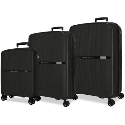 MOVOM Noon Kofferset, Schwarz, 56/66/76 cm, starr, 2,8 kg, TSA-Verschluss, Polypropylen, 2,8 kg, 219,5 l, Handgepäck, Schwarz, Talla única, Koffer-Set MOVOM Noon Kofferset, Schwarz, 56/66/76 cm, starr, 2,8 kg, TSA-Verschluss, Polypropylen, 2,8 kg, 219,5 l, Handgepäck, Schwarz, Talla única, Koffer-Set