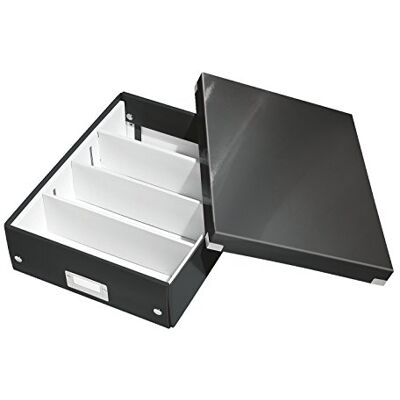 Leitz Click & Store Aufbewahrungsbox mit Deckel Mittel-Groß, Box mit Trennwänden für Zubehör im Büro oder Utensilien im Haushalt, Transportbox aus 85 % recycelter Premium-Hartpappe, Schwarz, 60580095 Leitz Click & Store Aufbewahrungsbox mit Deckel Mittel-Groß, Box mit Trennwänden für Zubehör im Büro oder Utensilien im Haushalt, Transportbox aus 85 % recycelter Premium-Hartpappe, Schwarz, 60580095