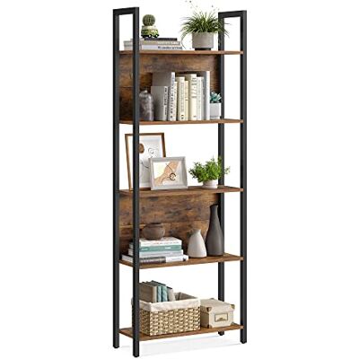 VASAGLE Bücherregal, Küchenregal, Standregal mit 5 offenen Regalebenen, Flur, Küche, Büro, stabiles Stahlgestell, Industrie-Design, 24 x 62 x 165 cm, vintagebraun-tintenschwarz LLS025B01 VASAGLE Bücherregal, Küchenregal, Standregal mit 5 offenen Regalebenen, Flur, Küche, Büro, stabiles Stahlgestell, Industrie-Design, 24 x 62 x 165 cm, vintagebraun-tintenschwarz LLS025B01
