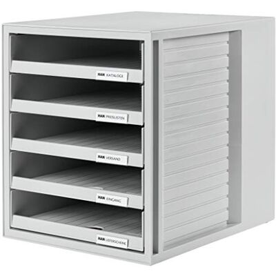 HAN Schubladenbox SCHRANK-SET – attraktives Design für Unterlagen bis DIN C4, mit 5 offenen Schubladen, lichtgrau, 1401-11 HAN Schubladenbox SCHRANK-SET – attraktives Design für Unterlagen bis DIN C4, mit 5 offenen Schubladen, lichtgrau, 1401-11