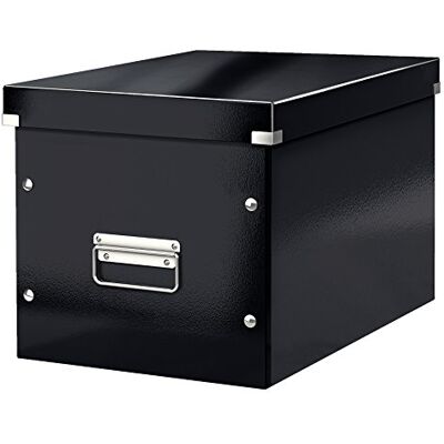 Leitz Click & Store Aufbewahrungsbox mit Deckel Groß, Würfelbox passend für Kallax Regale in Wohnzimmer oder Büro, Box aus 80 % recycelter Premium-Hartpappe, Stabile Metallgriffe, Schwarz, 61080095 Leitz Click & Store Aufbewahrungsbox mit Deckel Groß, Würfelbox passend für Kallax Regale in Wohnzimmer oder Büro, Box aus 80 % recycelter Premium-Hartpappe, Stabile Metallgriffe, Schwarz, 61080095