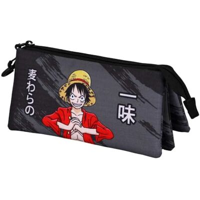 KARACTERMANIA One Piece Unique-Dreifach Federmäppchen, Schwarz, 23 x 11 cm KARACTERMANIA One Piece Unique-Dreifach Federmäppchen, Schwarz, 23 x 11 cm