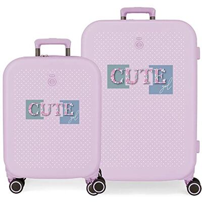 Enso Cute Girl Lila Koffer Set 55/70 cm Starres ABS Integriertes TSA-Schloss 116L 7,54 kg 4 Doppelrollen Handgepäck Enso Cute Girl Lila Koffer Set 55/70 cm Starres ABS Integriertes TSA-Schloss 116L 7,54 kg 4 Doppelrollen Handgepäck