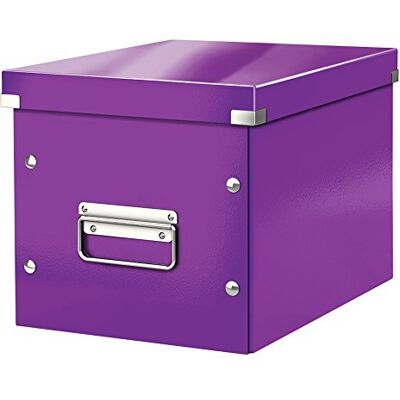 Leitz Click & Store Aufbewahrungsbox mit Deckel Mittel-Groß, Würfelbox für Regale im Wohnzimmer oder Büro, Transportbox aus 80 % recycelter Premium-Hartpappe, Stabile Metallgriffe, Violett, 61090062 Leitz Click & Store Aufbewahrungsbox mit Deckel Mittel-Groß, Würfelbox für Regale im Wohnzimmer oder Büro, Transportbox aus 80 % recycelter Premium-Hartpappe, Stabile Metallgriffe, Violett, 61090062