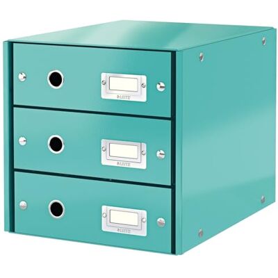 Leitz Tároló doboz - 3 fiók - Jégkék - A4 - Click & Store Leitz Tároló doboz - 3 fiók - Jégkék - A4 - Click & Store