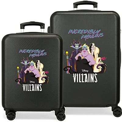 Disney Villains Unglaublich fabelhaftes Kofferset, Schwarz, 55/65 cm, starres ABS, seitliches Zahlenschloss, 56 l, 6 kg, 4 Doppelrollen, Handgepäck Disney Villains Unglaublich fabelhaftes Kofferset, Schwarz, 55/65 cm, starres ABS, seitliches Zahlenschloss, 56 l, 6 kg, 4 Doppelrollen, Handgepäck