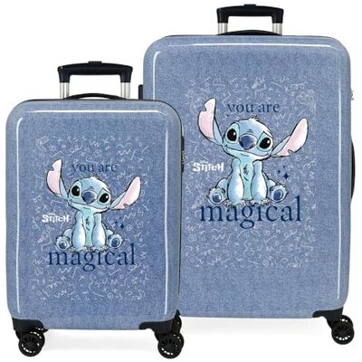 Disney Joumma Stitch You Are Magical Kofferset, Blau, 55/65 cm, starr, 6 kg, seitlicher Kombinationsverschluss, ABS, 6 kg, 91 l, Handgepäck, blau, Talla única, Koffer-Set Disney Joumma Stitch You Are Magical Kofferset, Blau, 55/65 cm, starr, 6 kg, seitlicher Kombinationsverschluss, ABS, 6 kg, 91 l, Handgepäck, blau, Talla única, Koffer-Set