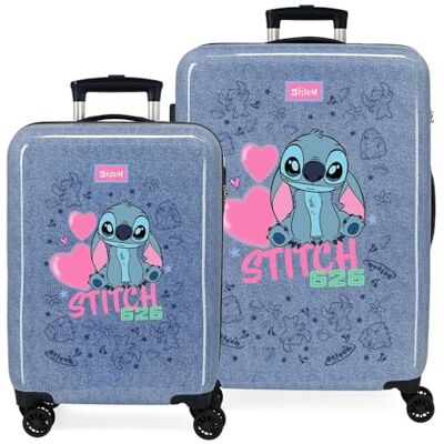 Disney Joumma Stitch Hearts Kofferset blau 55/65 cm Rigid 6 kg Seitliches Kombinationsschloss ABS 6 kg 91L Handgepäck Disney Joumma Stitch Hearts Kofferset blau 55/65 cm Rigid 6 kg Seitliches Kombinationsschloss ABS 6 kg 91L Handgepäck