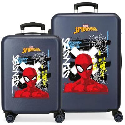 Disney Joumma Marvel Graffity of Spiderman Kofferset Blau 55/65 cm Starres 6 kg Seitenkombinationsschloss ABS 6 kg 91L Handgepäck Disney Joumma Marvel Graffity of Spiderman Kofferset Blau 55/65 cm Starres 6 kg Seitenkombinationsschloss ABS 6 kg 91L Handgepäck