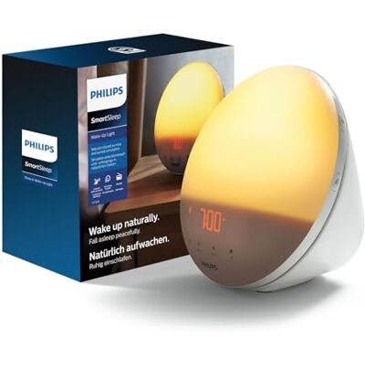 Philips SmartSleep Wake-up Light – Nachttischlampe und Wecker mit USB, Farbige Sonnenaufgangssimulation, 20 Helligkeitseinstellungen, 7 natürliche Wecktöne, Mitternacht-Lichtfunktion, Modell HF3532-01 Philips SmartSleep Wake-up Light – Nachttischlampe und Wecker mit USB, Farbige Sonnenaufgangssimulation, 20 Helligkeitseinstellungen, 7 natürliche Wecktöne, Mitternacht-Lichtfunktion, Modell HF3532-01
