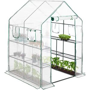 Relaxdays Gewächshaus, HBT 190 x 140 x 140 cm, Regale mit 8 Ablagen, Treibhausfolie, begehbares Tomatenhaus, transparent Relaxdays Gewächshaus, HBT 190 x 140 x 140 cm, Regale mit 8 Ablagen, Treibhausfolie, begehbares Tomatenhaus, transparent
