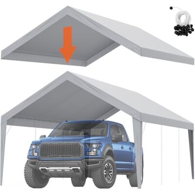 VEVOR Garagenzelt, 3,9 x 6,1 m, Garagendachzelt, Unterstandplane, wasserdicht und UV-geschützt, einfache Installation mit Spanngurten, grau (nur Dachabdeckung, Rahmen Nicht im Lieferumfang enthalten) VEVOR Garagenzelt, 3,9 x 6,1 m, Garagendachzelt, Unterstandplane, wasserdicht und UV-geschützt, einfache Installation mit Spanngurten, grau (nur Dachabdeckung, Rahmen Nicht im Lieferumfang enthalten)