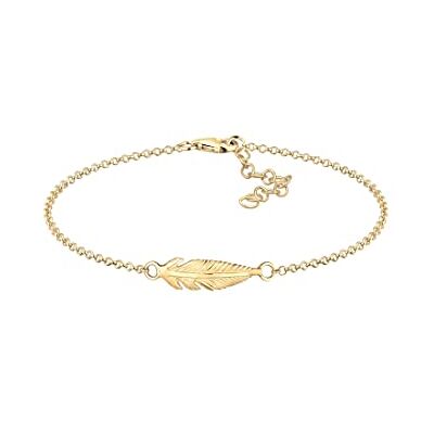Elli Armband Damen Feder Anhänger Boho 925 Silber (vergoldet) (18cm) Elli Armband Damen Feder Anhänger Boho 925 Silber (vergoldet) (18cm)