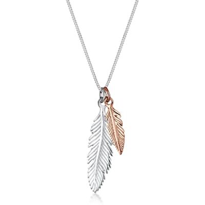 Elli Halskette Damen Feder Anhänger Boho Look Trend Bi-Color 925 Silber Elli Halskette Damen Feder Anhänger Boho Look Trend Bi-Color 925 Silber