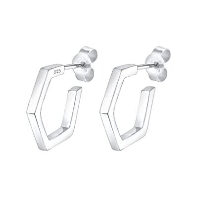 Elli Ohrringe Damen Hexagon Creolen im Geo Minimal Look 925 Sterling Silber Elli Ohrringe Damen Hexagon Creolen im Geo Minimal Look 925 Sterling Silber