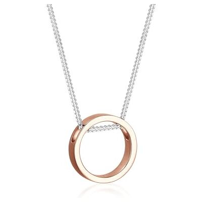 Elli Halskette Damen Kreis Bi-Color Geo 925 Sterling Silber Rosé vergoldet Elli Halskette Damen Kreis Bi-Color Geo 925 Sterling Silber Rosé vergoldet