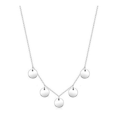 Elli Halskette Silber 925 Kreis Plättchen Anhänger Kette Damen Schmuck Geschenke für Frauen Mädchen Mama Freundin, Layer Silberkette Länge 45 cm Elli Halskette Silber 925 Kreis Plättchen Anhänger Kette Damen Schmuck Geschenke für Frauen Mädchen Mama Freundin, Layer Silberkette Länge 45 cm