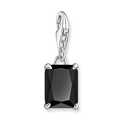 THOMAS SABO Damen Charm-Anhänger großer Stein schwarz Charm Club 925 Sterlingsilber 1870-024-11 THOMAS SABO Damen Charm-Anhänger großer Stein schwarz Charm Club 925 Sterlingsilber 1870-024-11